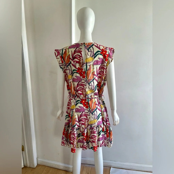 Marine Layer Tropical Floral Laney Midi Dress Size XL Tencel Linen Blend - Picture 4 of 9